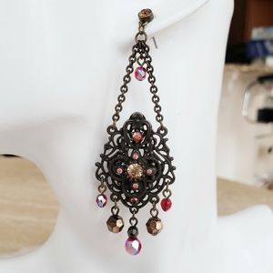 Vintage Ben-Amun Steampunk Goth Chandelier Earrings
